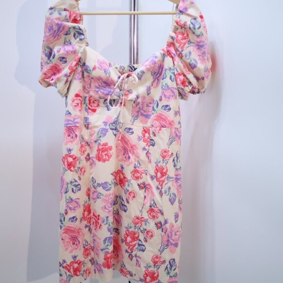 Zara Floral Off-Shoulder Puff Sleeve Dress, Size Large NWT - Picture 5 of 11